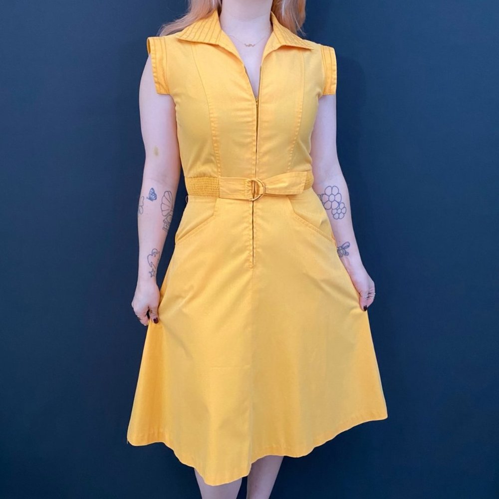 70s Jody of California Front Zip Belted Dress